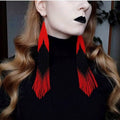 Red Black Seed Bead Handmade Long Earring for Women and Girls