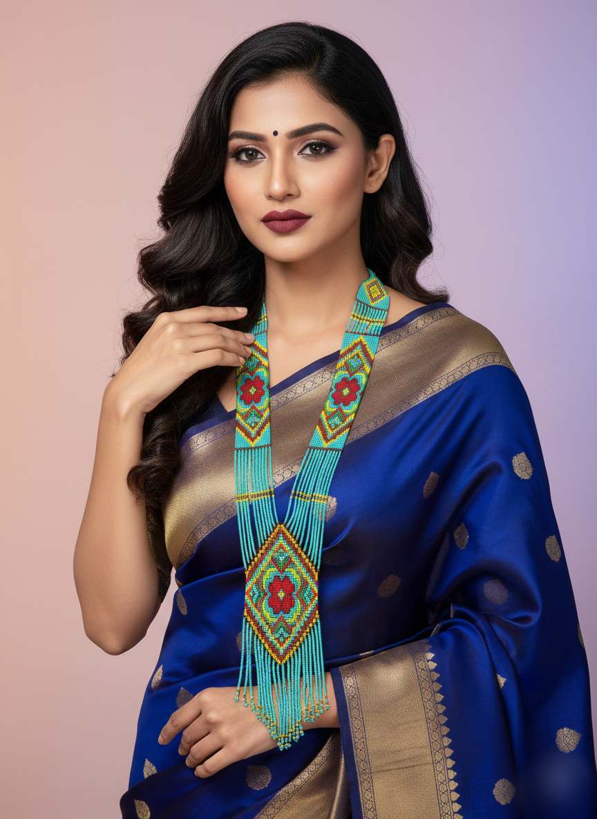 Designer Beaded Long Necklace – Gift for Sister on Special Days