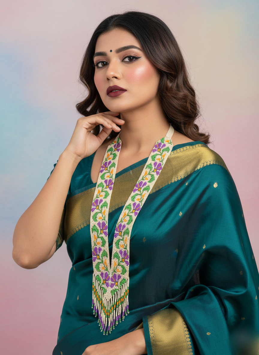 Traditional Indian Beaded Necklace – Saree Special