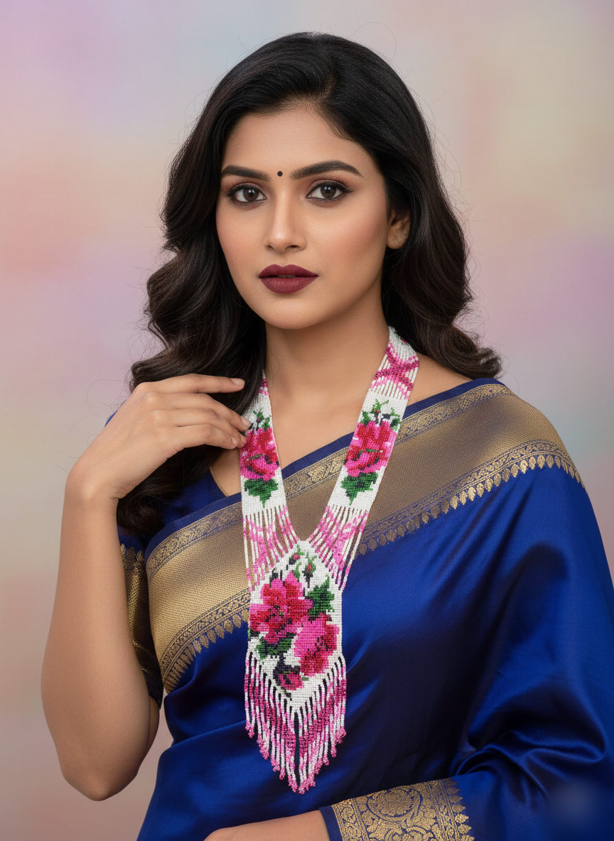 Vintage Inspired Beaded Necklace – Handwoven Design