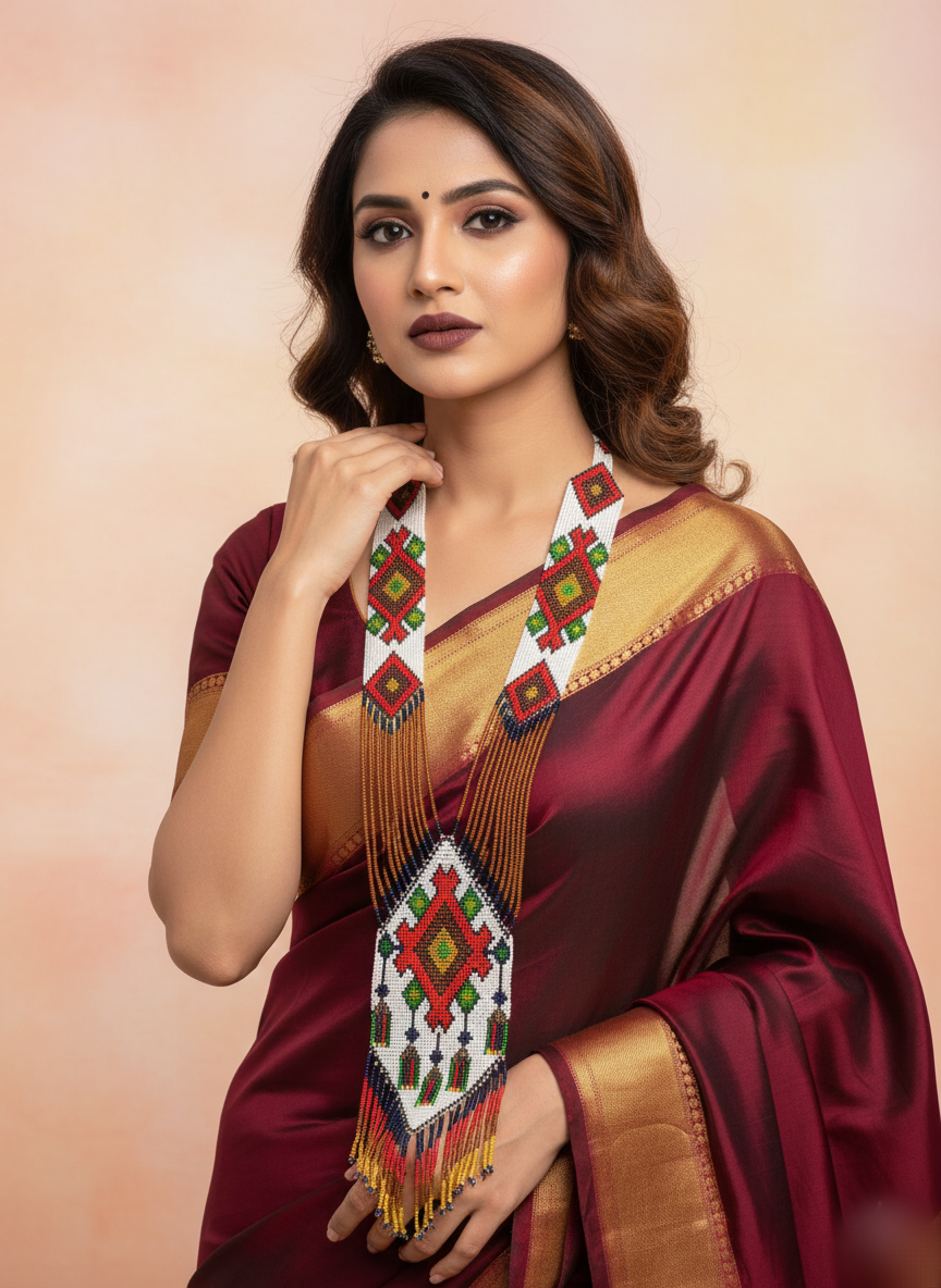 Ethnic Floral Long Necklace – Festive Collection