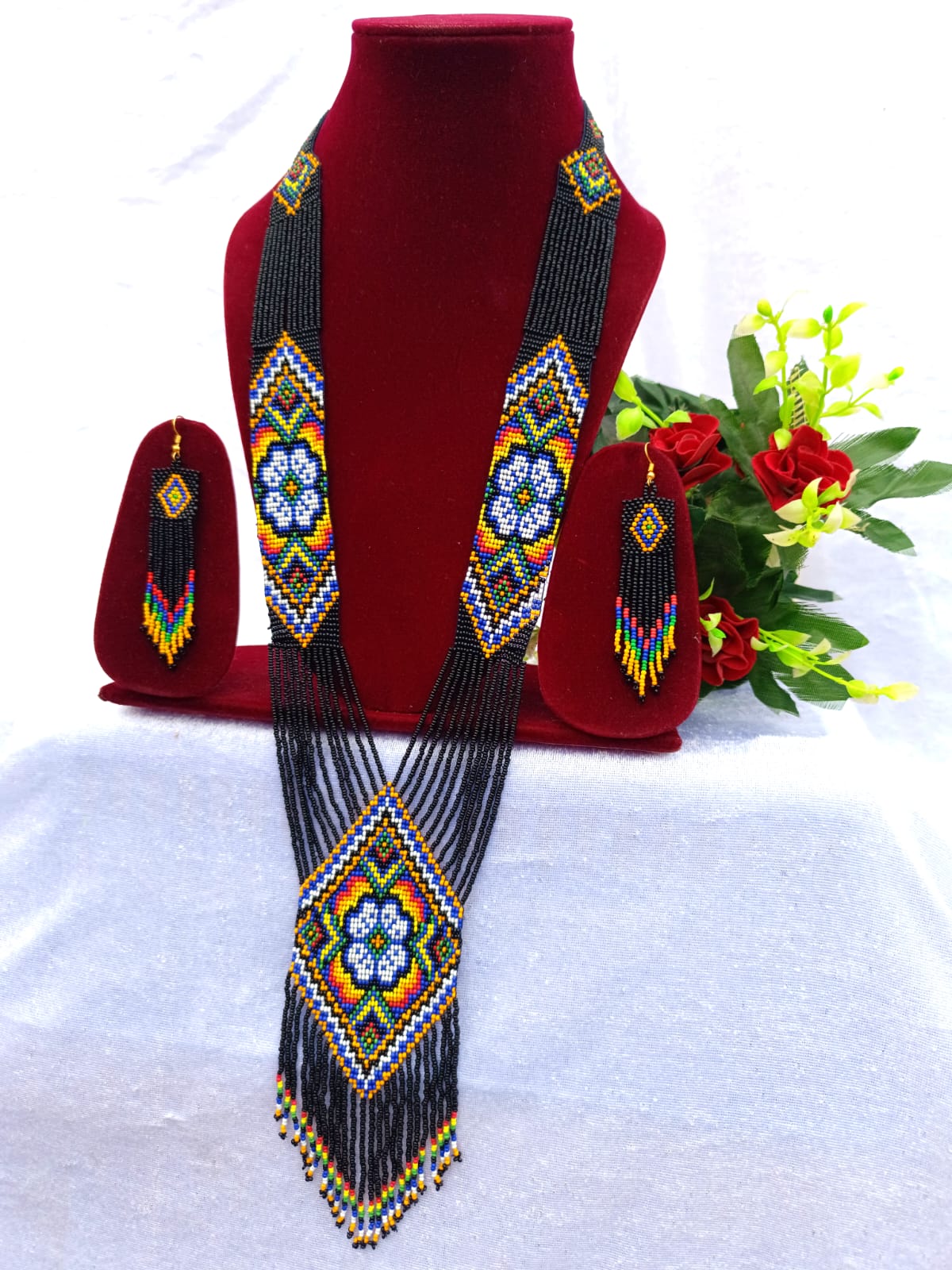 Festive Indian Beaded Necklace Set