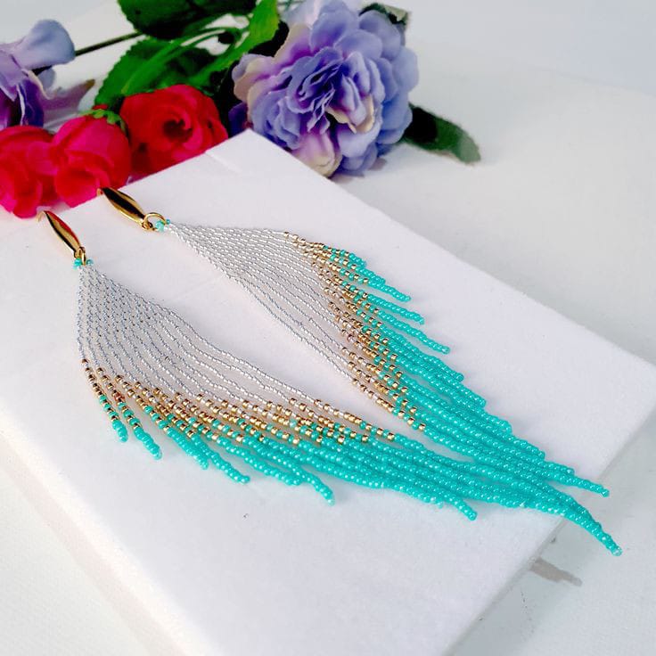 Colorful Threadwork Hoop Earrings